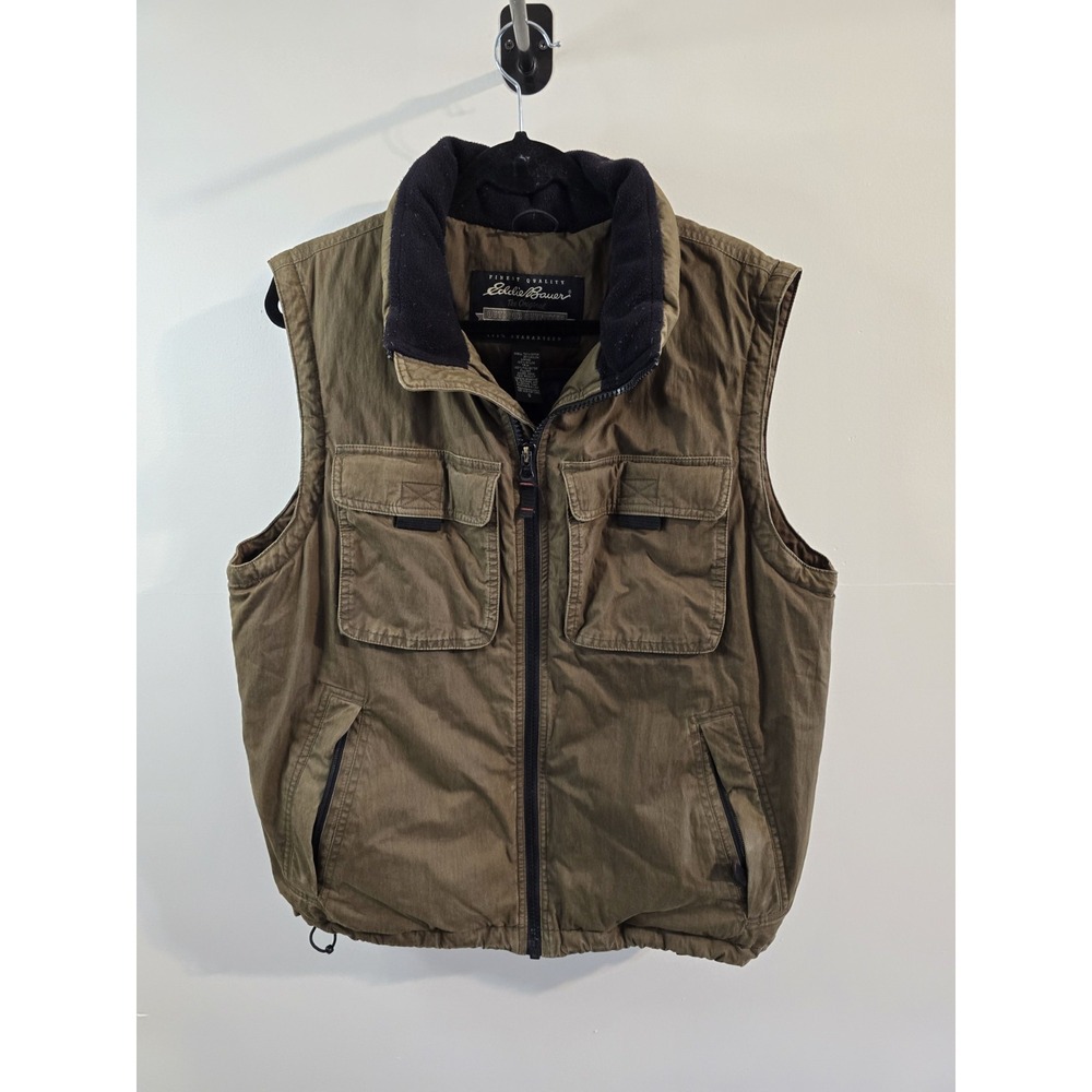 Eddie Bauer Outdoor Outfitters Goose‎ Down sz Small Men's Brown Vest Utility